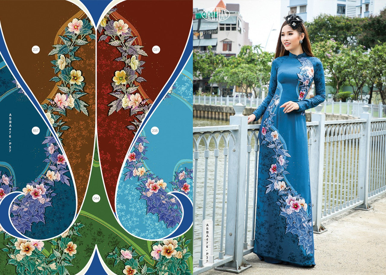 Áo dài in cao cấp lụa Thái Tuấn
