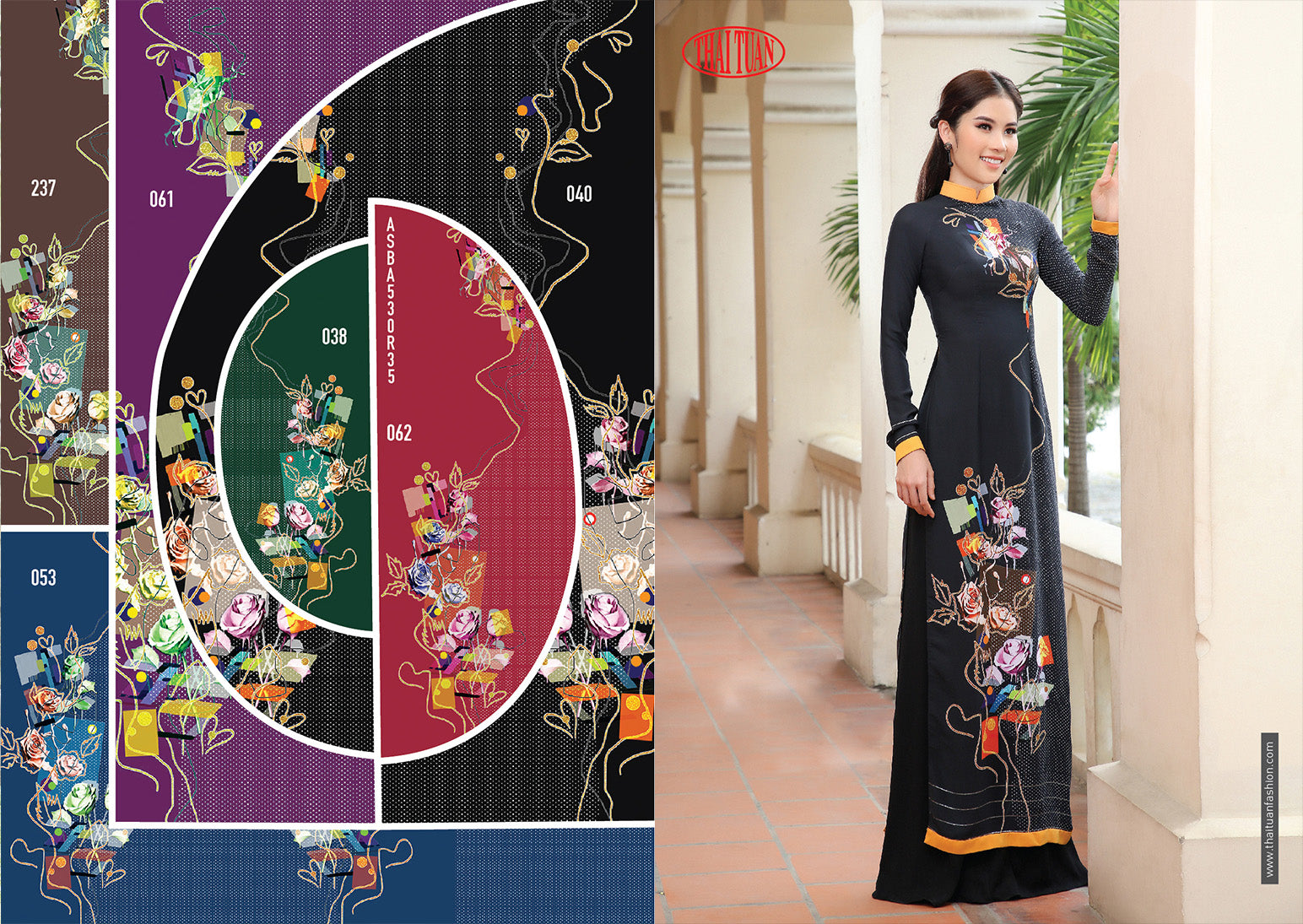 Áo dài in cao cấp lụa Thái Tuấn