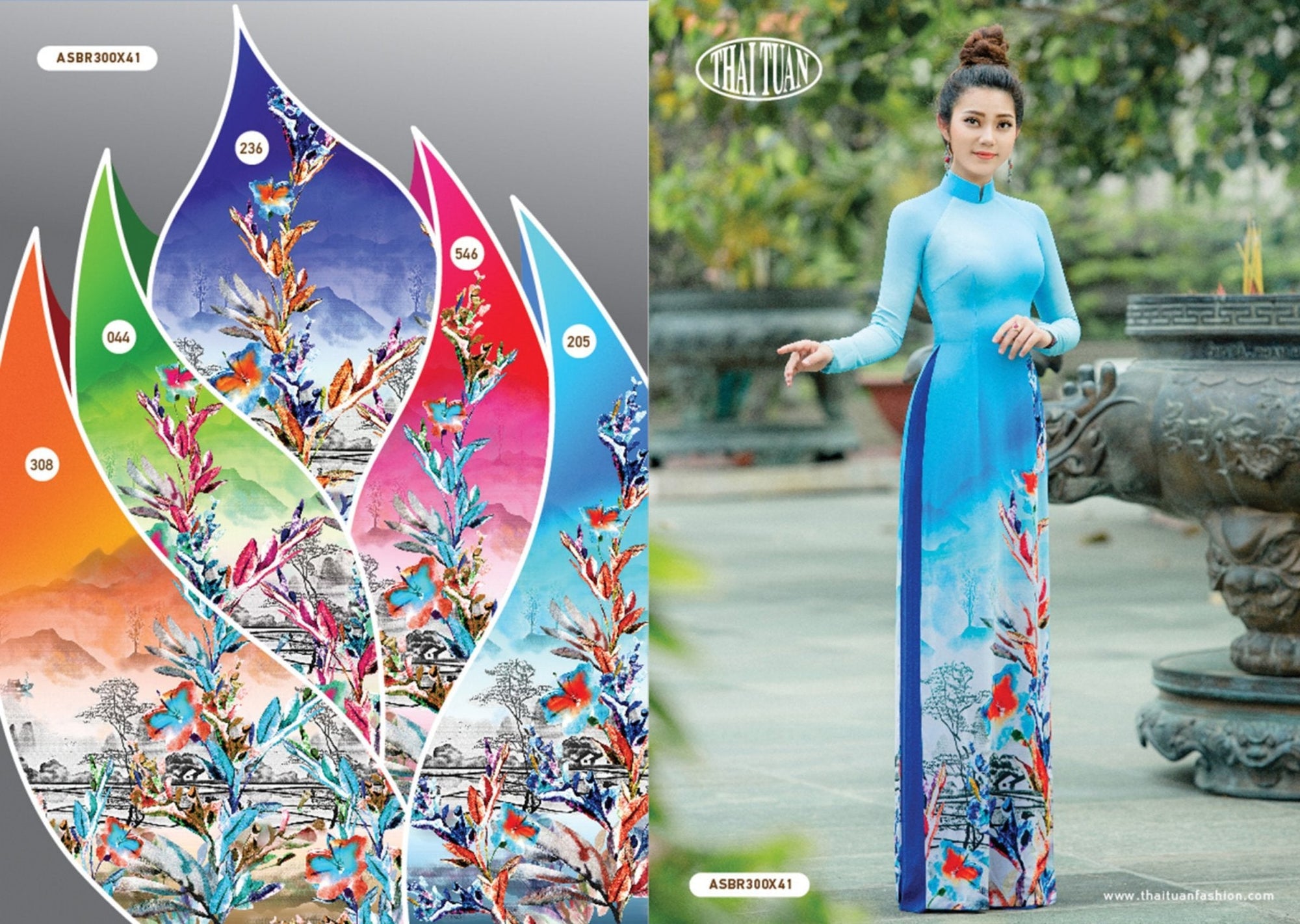 Áo dài in cao cấp lụa Thái Tuấn