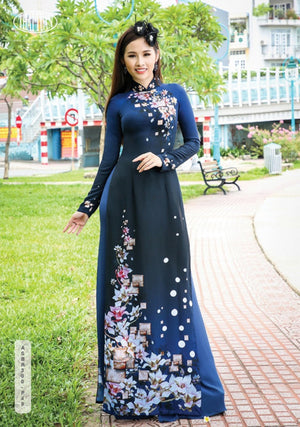 Áo dài in cao cấp lụa Thái Tuấn