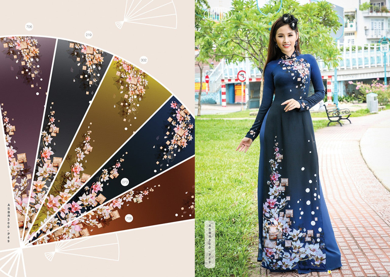 Áo dài in cao cấp lụa Thái Tuấn
