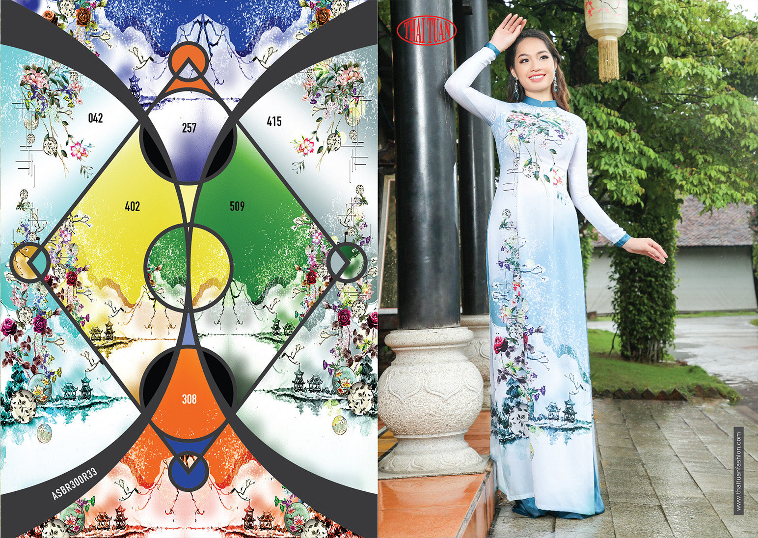 Áo dài in cao cấp lụa Thái Tuấn